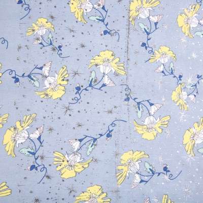 New design 100% polyester silver crepe flower chiffon printed fabric for dress